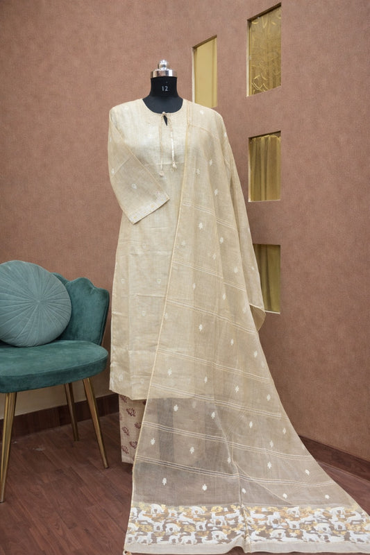 Royal Ivory Chanderi Cotton Suit Set